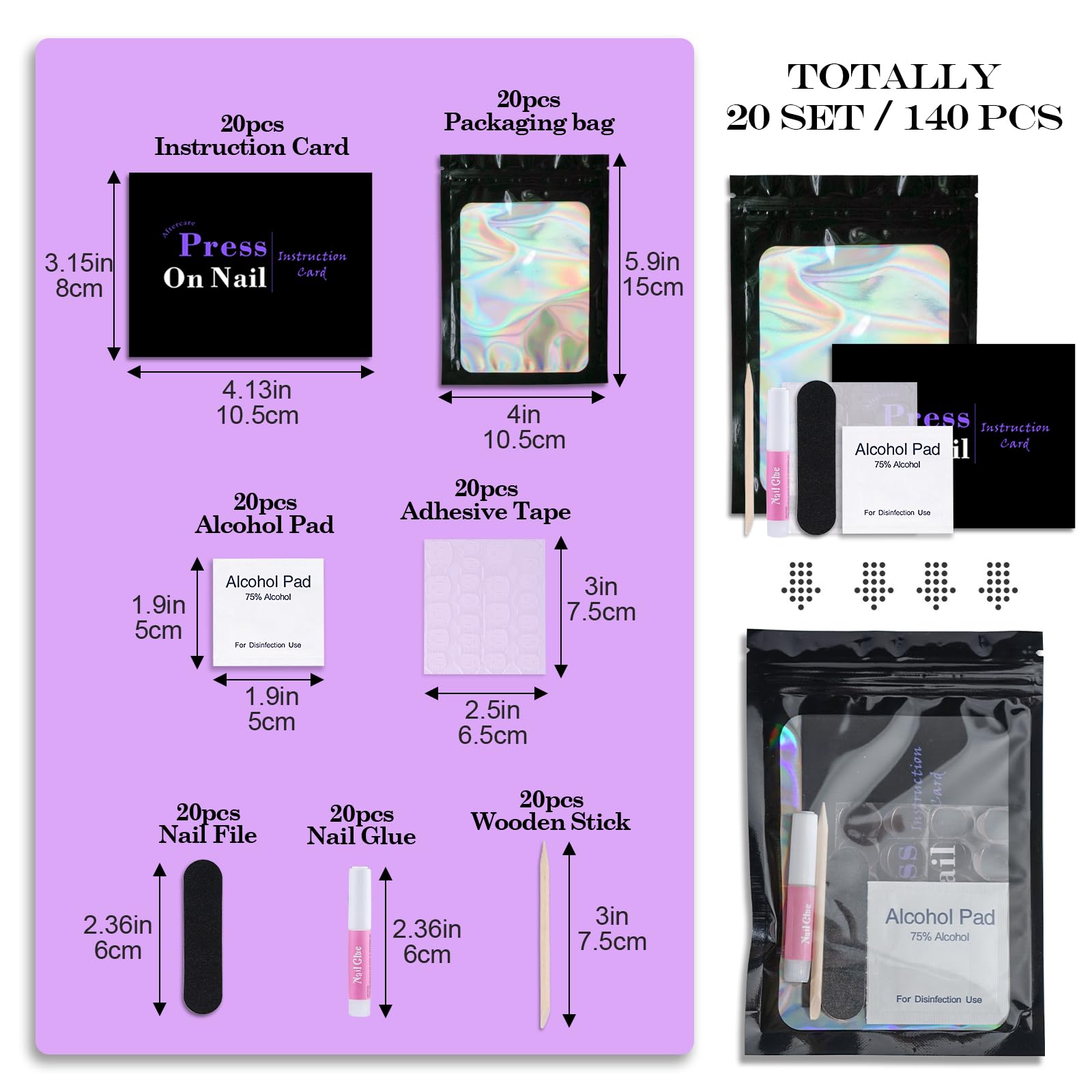 Uyolaxed holographic bags and prep pads highlight premium, portable nail prep kit