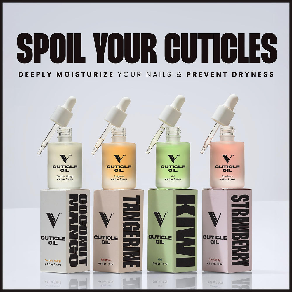 Aplicación suave del aceite V Beauty Pure para cutículas, uso diario sin grasa.