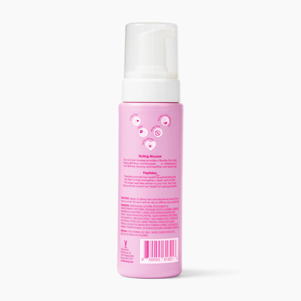 Envase sostenible de V&Co Curly Pop Mousse ideal para cuidado responsable