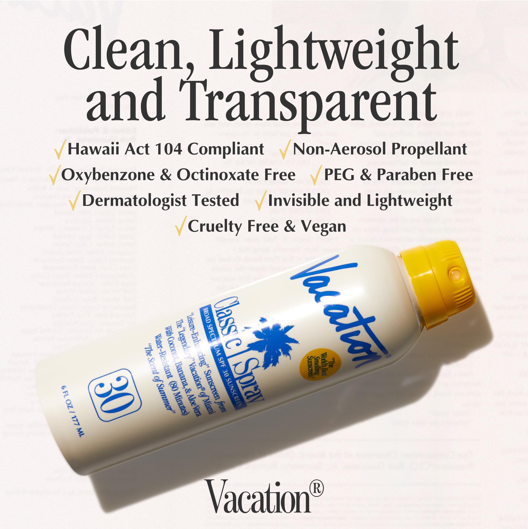 Vacation Classic Sunscreen Spray's lightweight moisturizing formula nourishes skin.