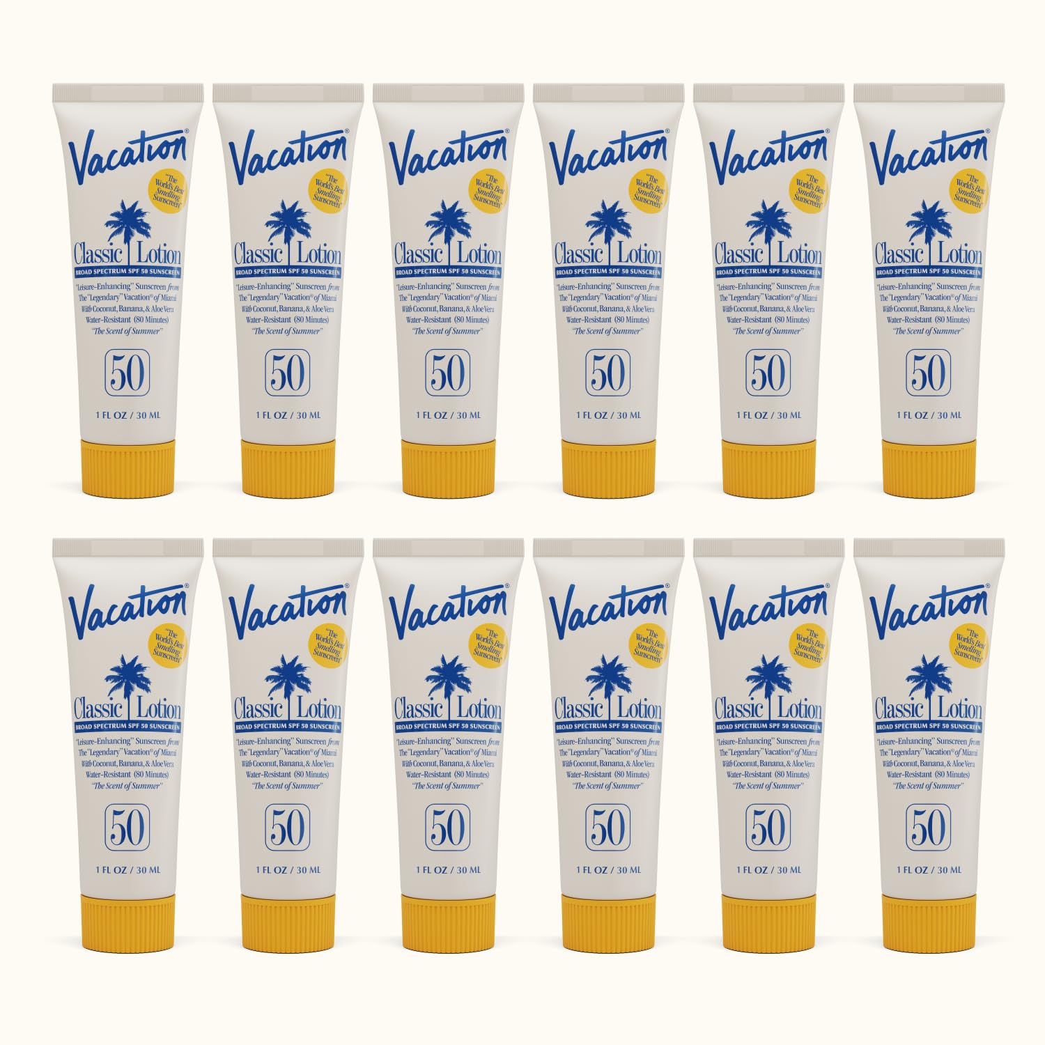Vacation Mini Classic Lotion SPF 50 bottle front view, travel-friendly sunscreen
