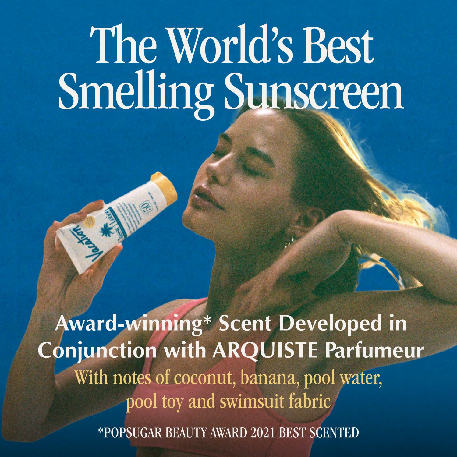 Vacation Mini Classic Lotion SPF 50 scent notes, coconut banana evoke tropical vibes