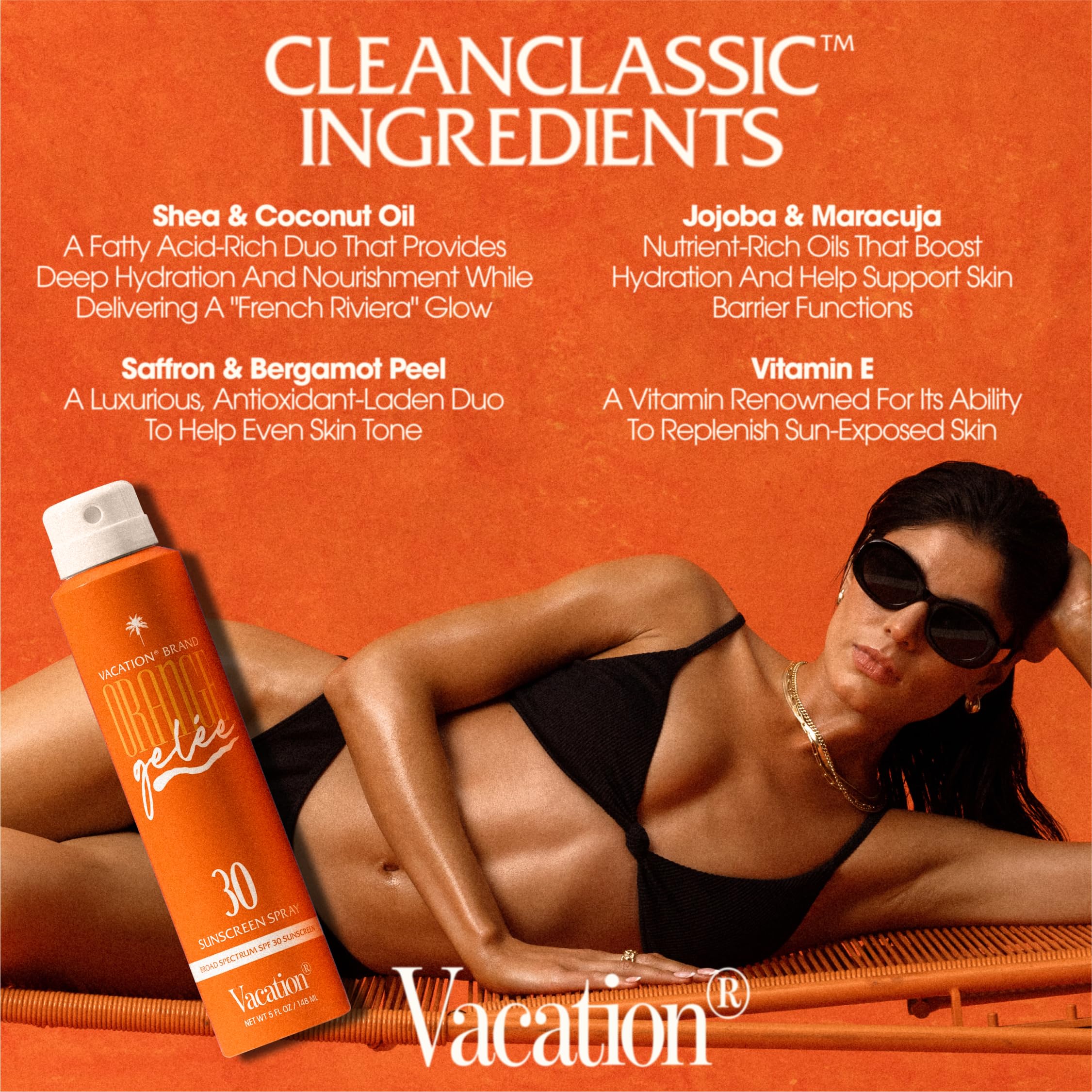 Vacation Orange Gelée dermatologist-tested label signals skin-friendly formula.