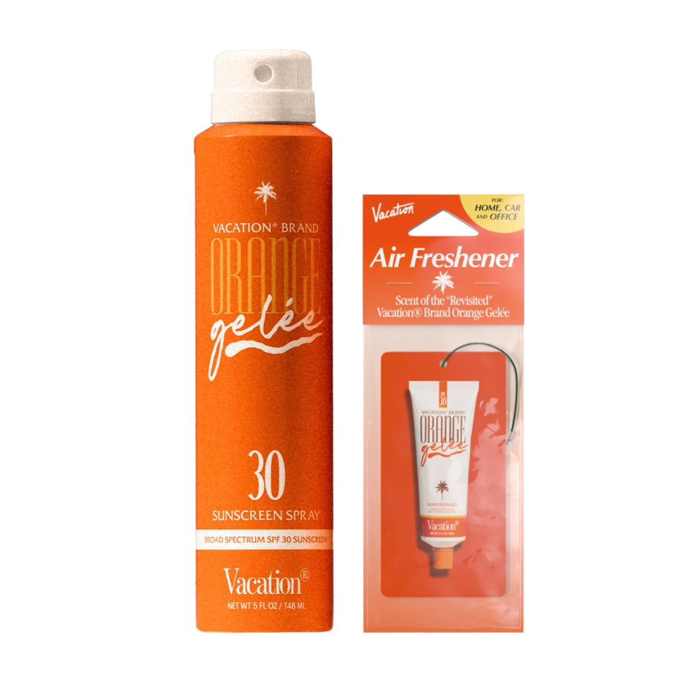 Vacation Orange Gelée sunscreen spray bottle for easy, even application.
