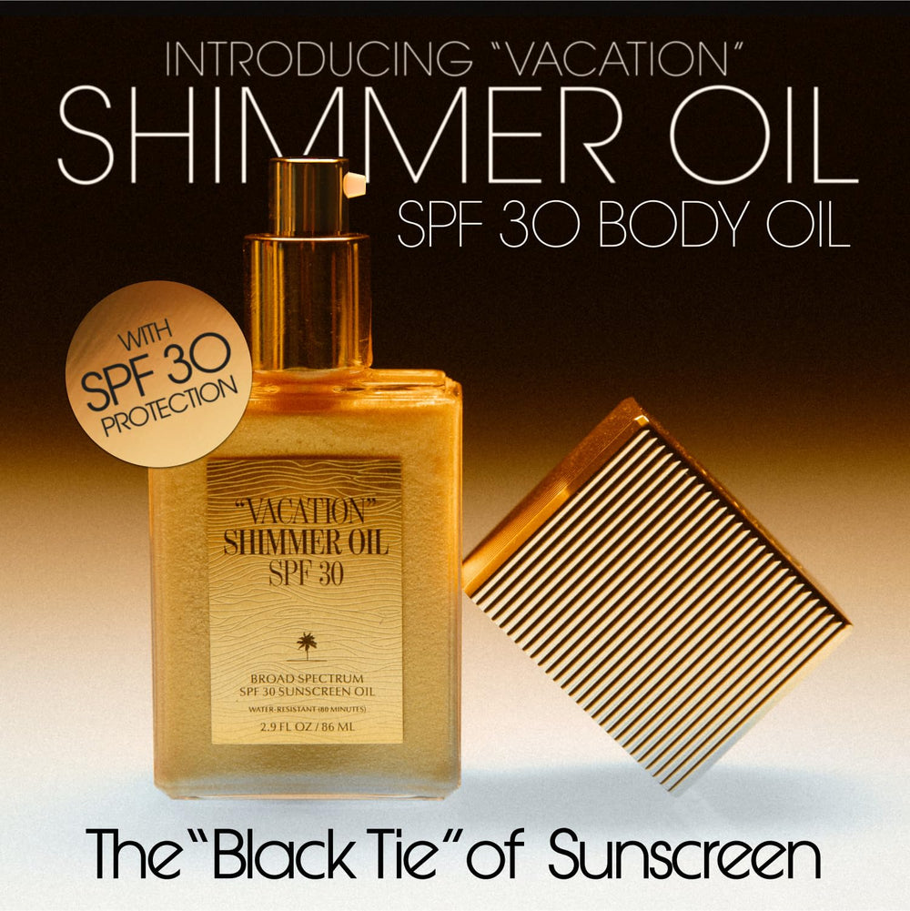 Vacation Shimmer Oil SPF 30 on-arm application highlights even coverage and shimmering radiance.