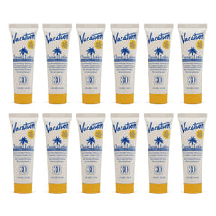 VACATION sunscreen mini SPF30 12-pack front view for travel protection.