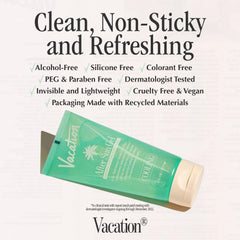 VACATION gel no pegajoso se absorbe rápidamente y refresca.
