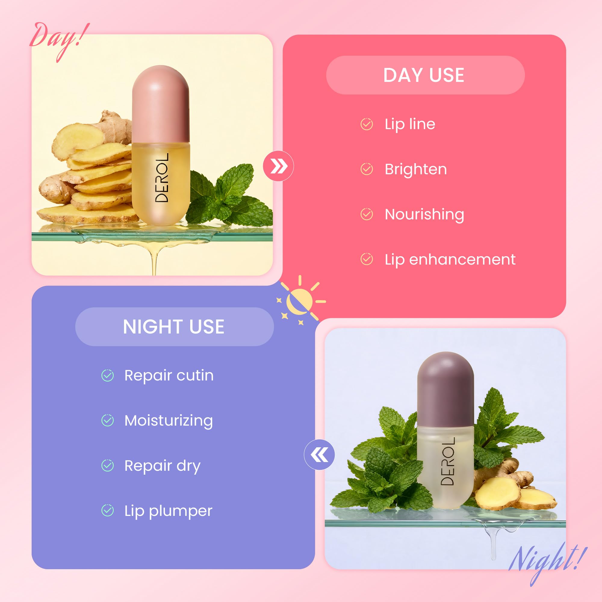 Derol Lip Plumper de Vafee con vitamina E y colágeno para nutrir labios.