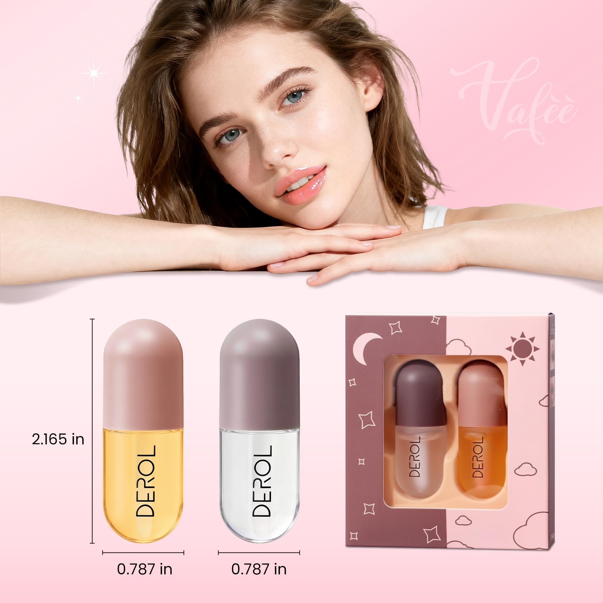 Uso nocturno de Derol Lip Plumper para reparar labios y despertar suaves.