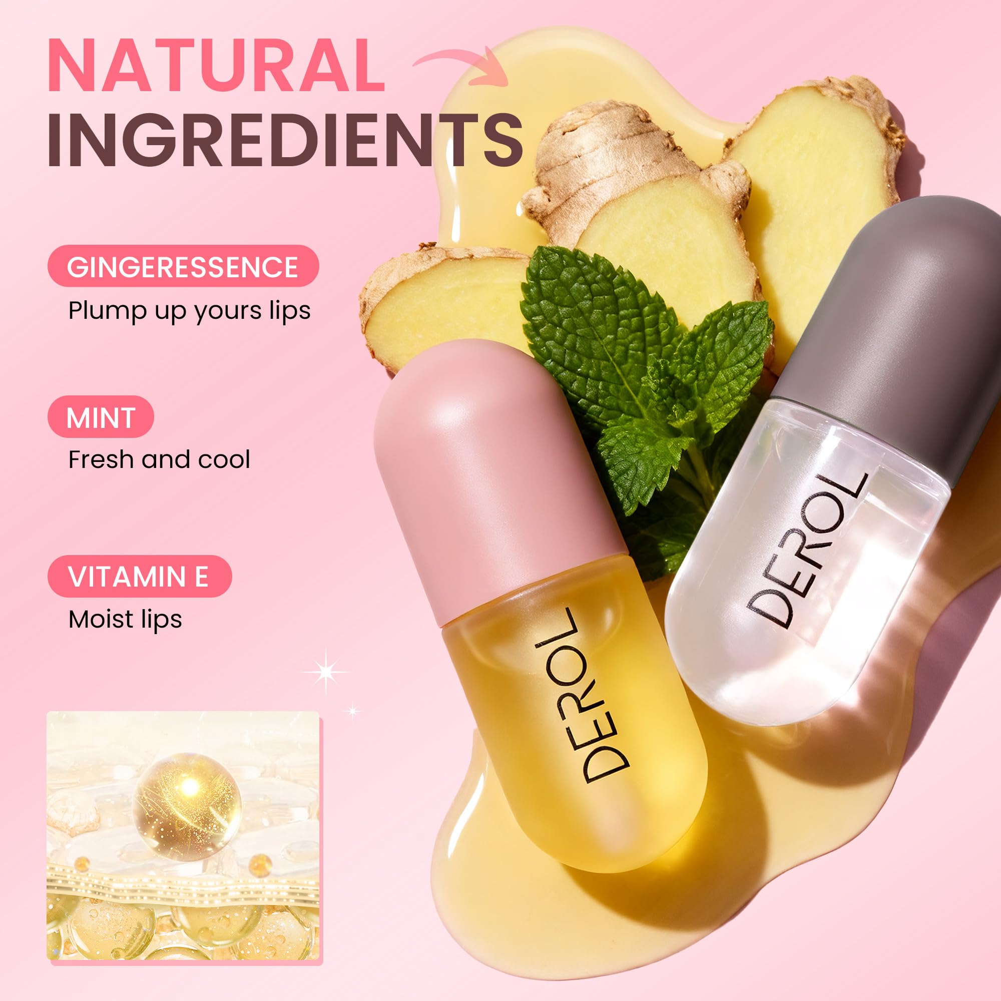 Textura sedosa de Derol Lip Plumper para una aplicación suave.