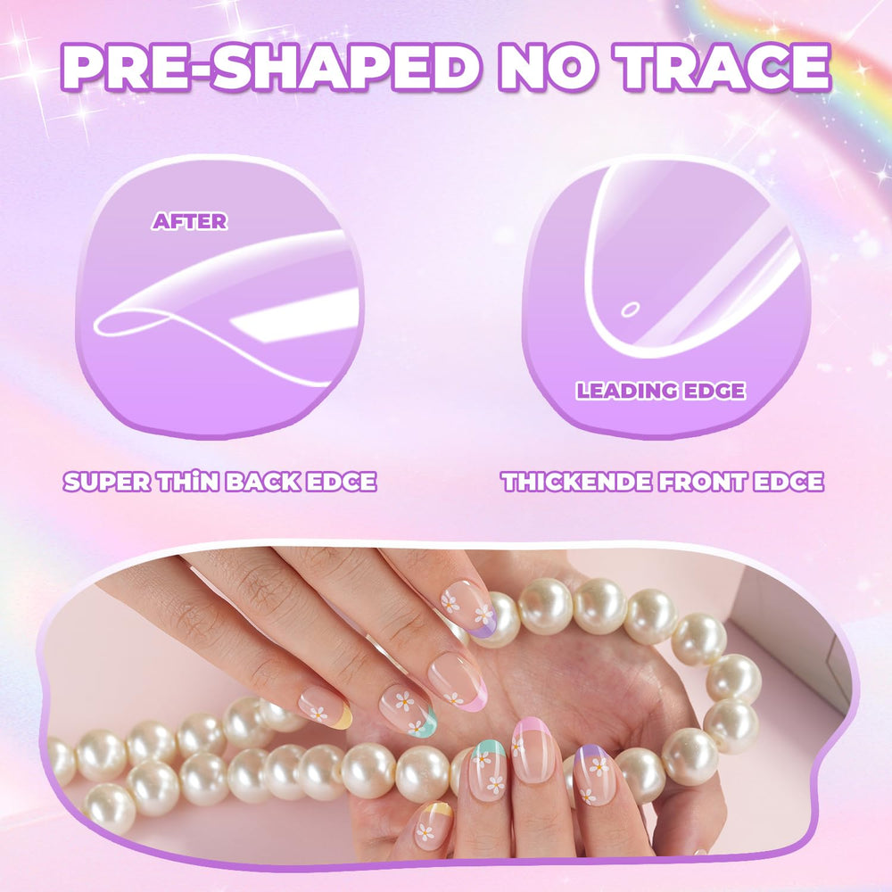 Vagrom 504pcs press-on nails clear full cover—durable and reusable for home DIY.