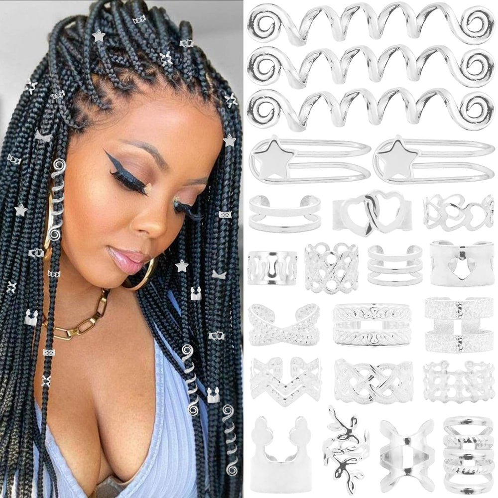 Vaikby joyas de cabello para trenzas en plata, realzan el look con brillo sutil.