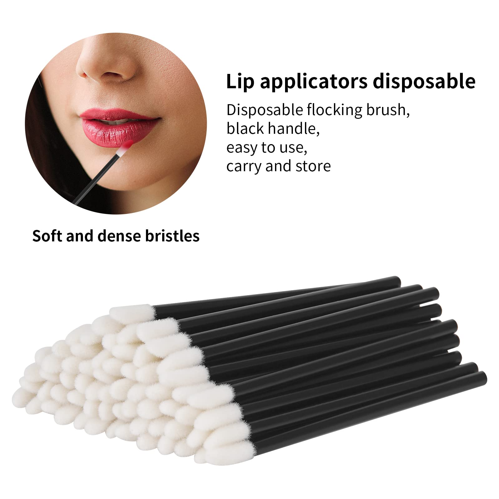 Vaincre lip wands disposable black handle design for easy grip.