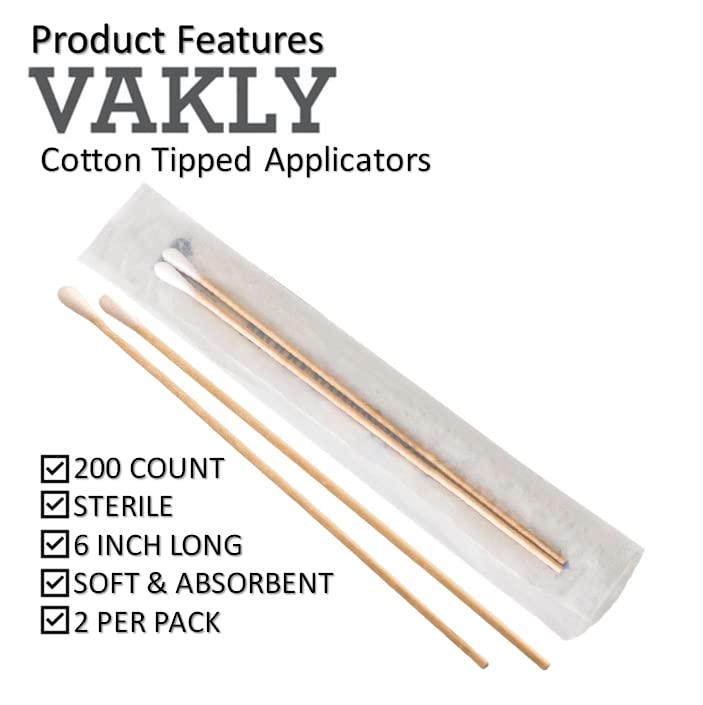 Vakly 200 sterile packets keep swabs clean and ready for use.