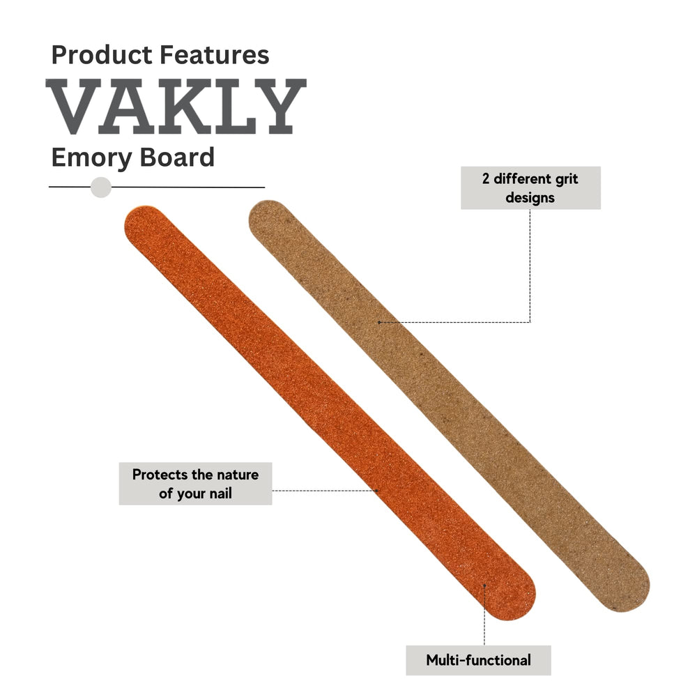 Vakly dual-sided design enables shaping and smoothing nails easily