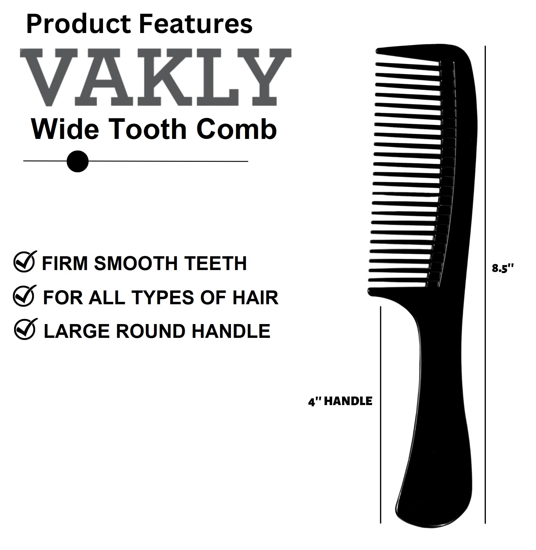 Vakly round-handle paddle comb with comfy grip.