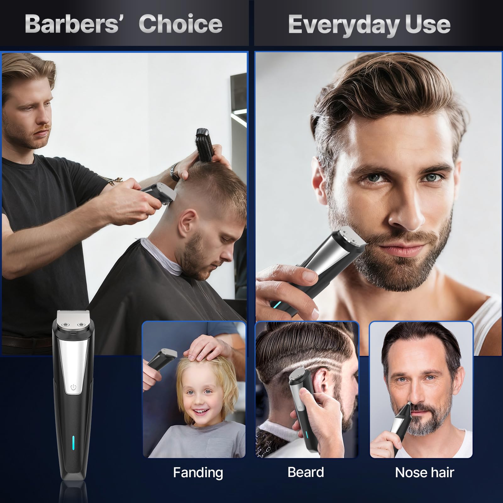 Valano nine-comb set (1–16 mm) covers varied hair lengths.
