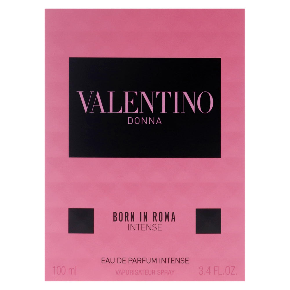 Valentino Donna Born In Roma Intense perfume swirl evokes amber floral warmth and elegance.