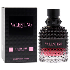 Valentino Uomo Born In Roma Intense bottle close-up highlights vanilla-amber fusion