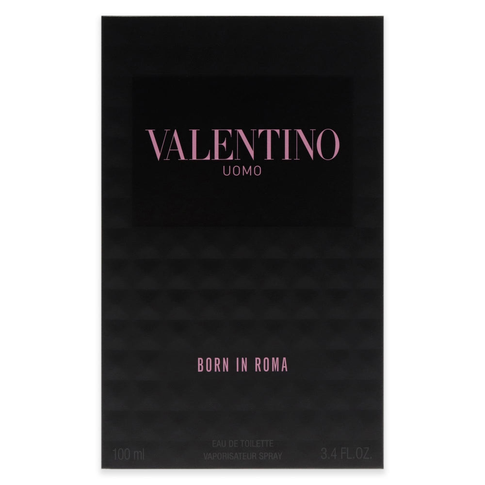 Valentino Uomo Born in Roma bottle with cap off shows premium glass.