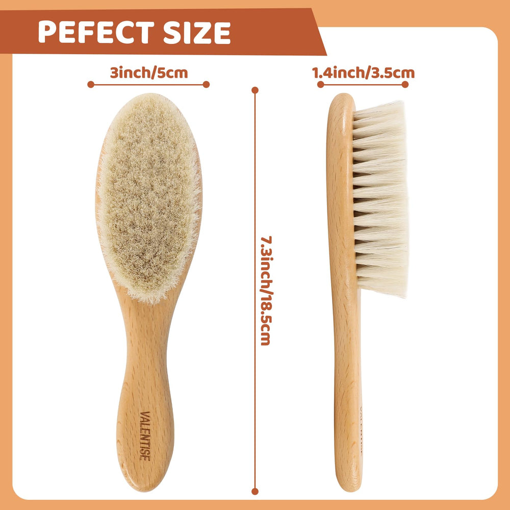 VALENTISE baby brush in use during bath time for gentle scalp care.