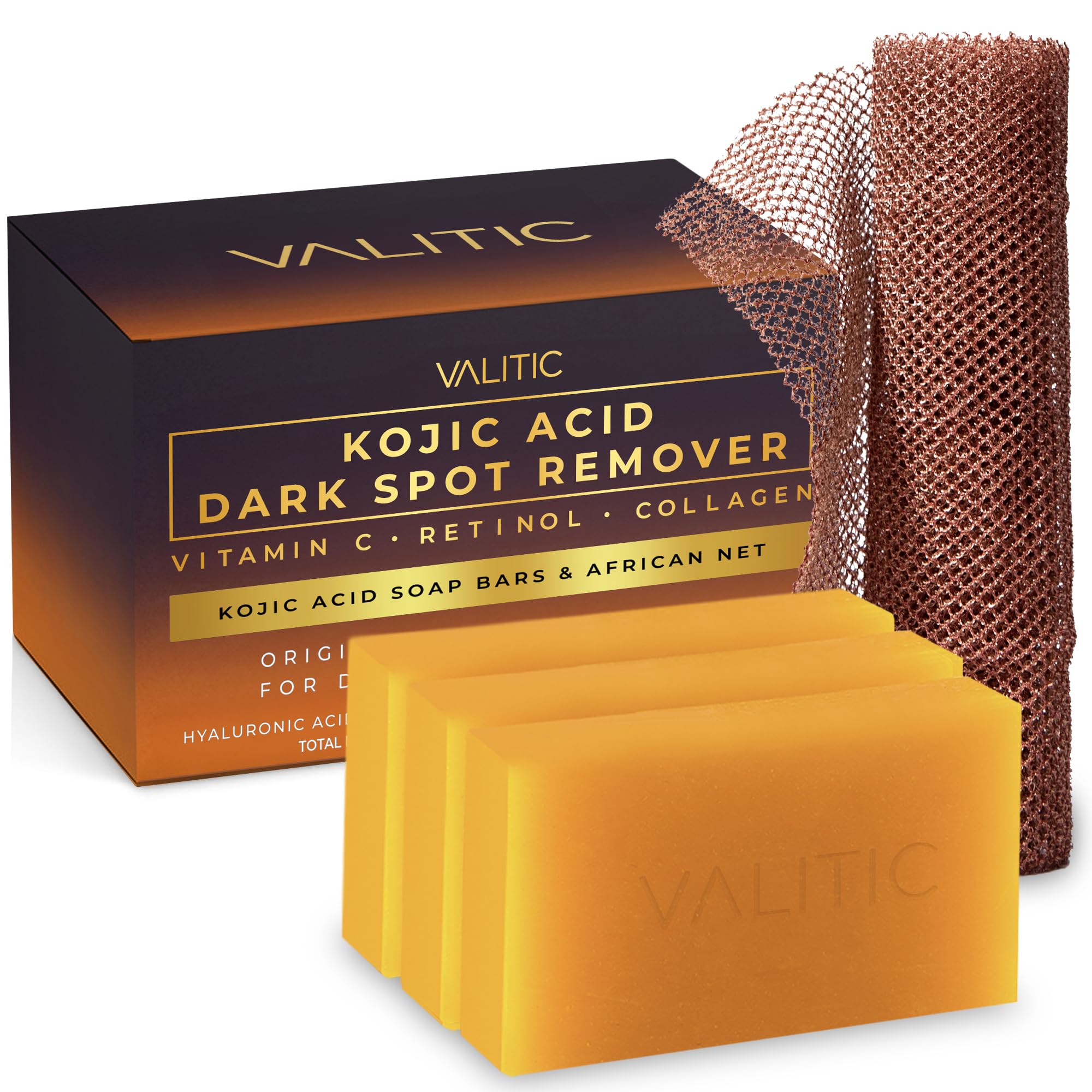 VALITIC Kojic Acid soap front view for even-toned skin and cleansing action