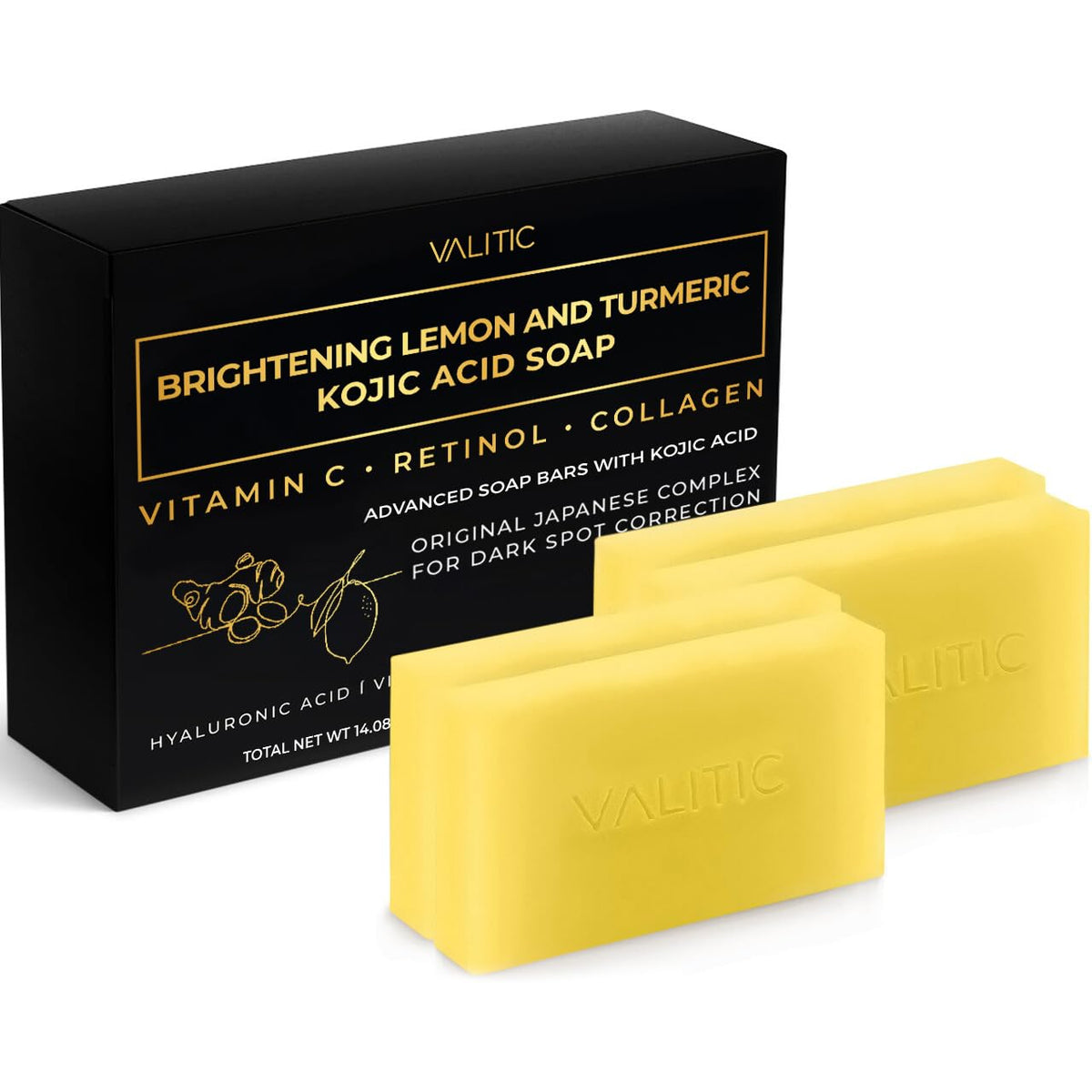 VALITIC jabon limon curcuma: iluminación suave de la piel.
