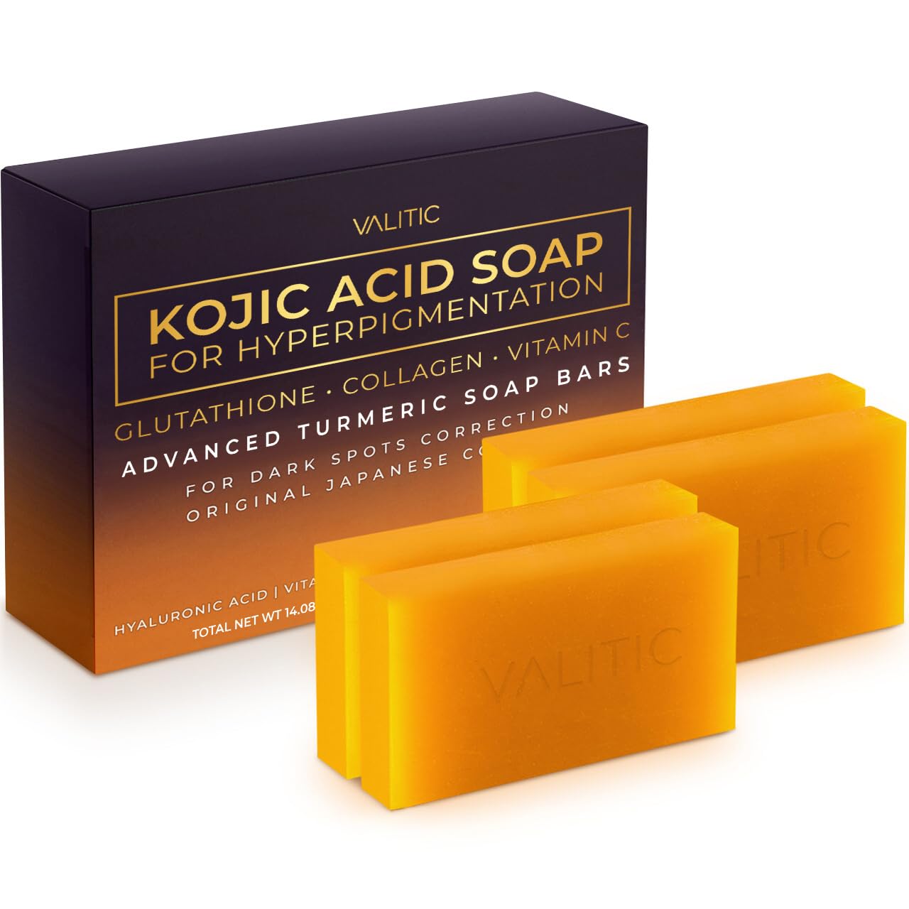 VALITIC Kojic Acid Soap bar close-up with rich lather for even-toned skin