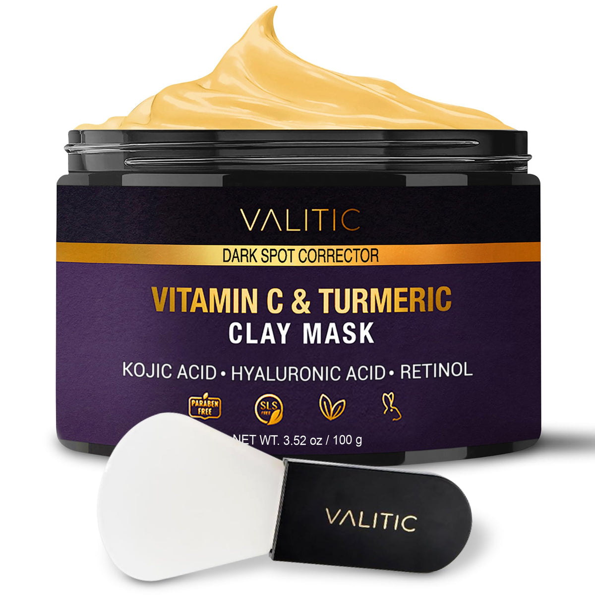 VALITIC mascarilla de arcilla con vitamina C y cúrcuma para tono uniforme.