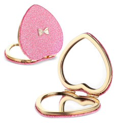 ValueBargain pink heart compact mirror, pocket-sized for quick on-the-go touch-ups.