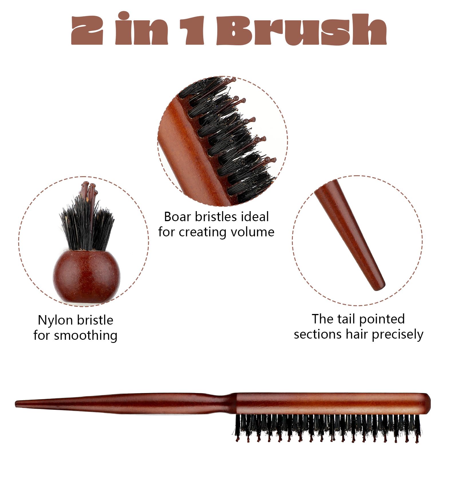 ValueBargain nylon bristle brush provides gentle scalp massage and smoothing.