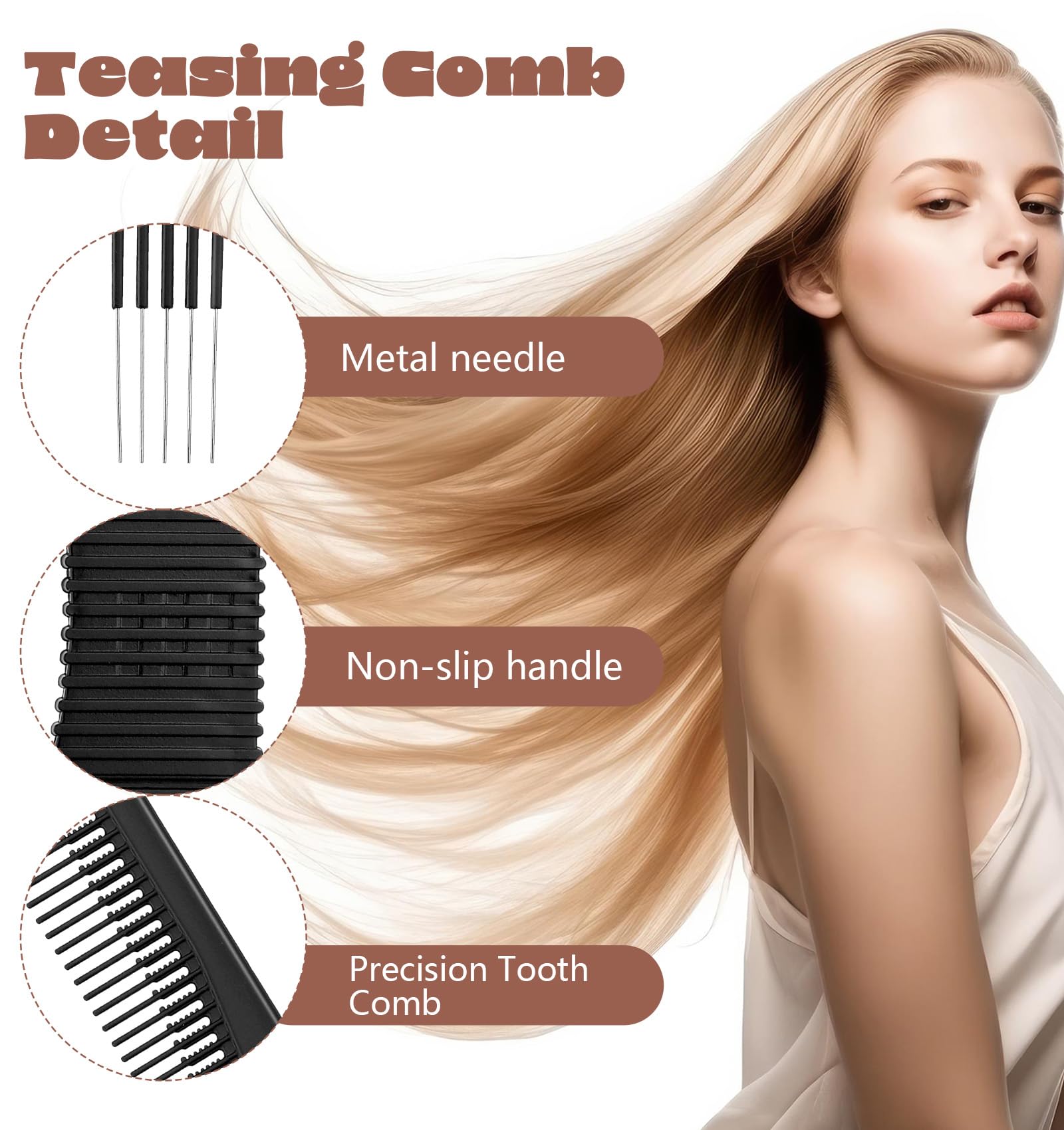 ValueBargain triple comb with rat tail enables easy sectioning and backcombing.