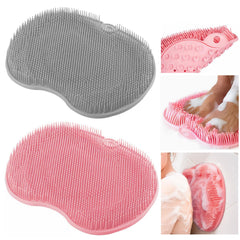 VALWORD shower foot scrubber mat for hands-free foot cleaning on smooth surfaces.