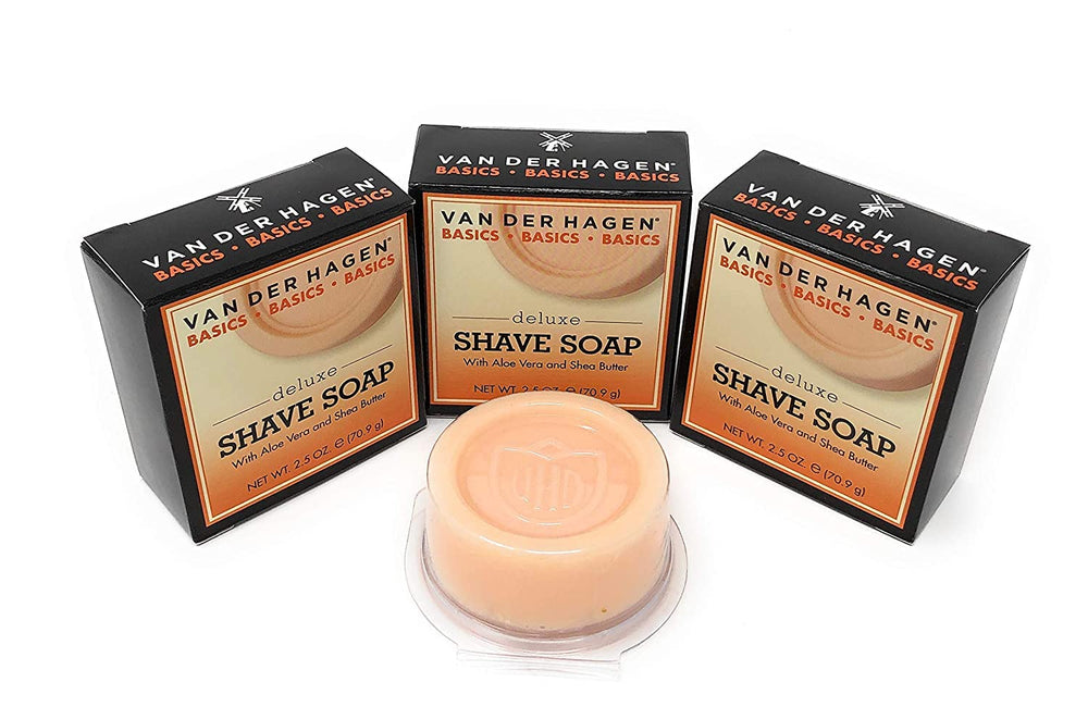 Van Der Hagen Deluxe Shave Soap 3pk sealed packaging for travel