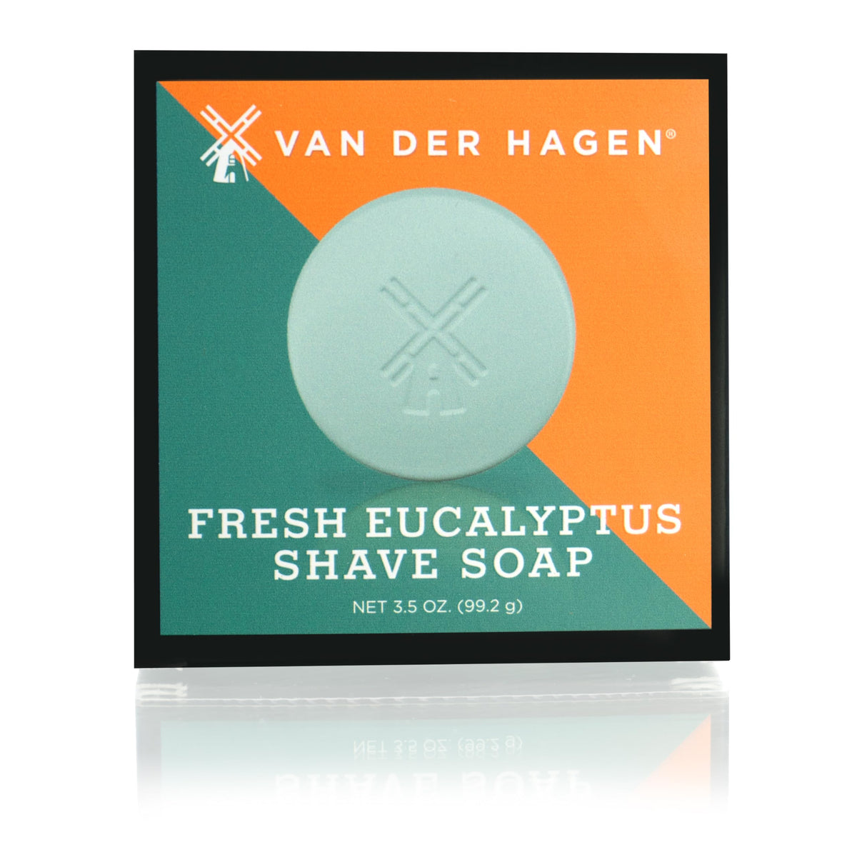 Van Der Hagen Fresh Eucalyptus shave soap bar delivering rich lather for smoother shave