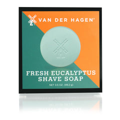 Van Der Hagen Fresh Eucalyptus shave soap bar delivering rich lather for smoother shave