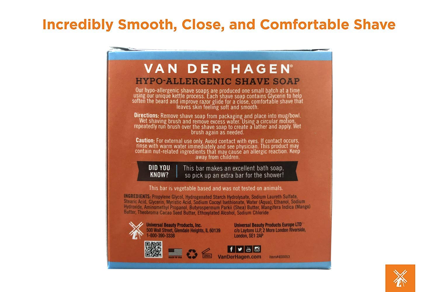 Van Der Hagen shave soap pack 3 creating long-lasting lather for comfortable glides.