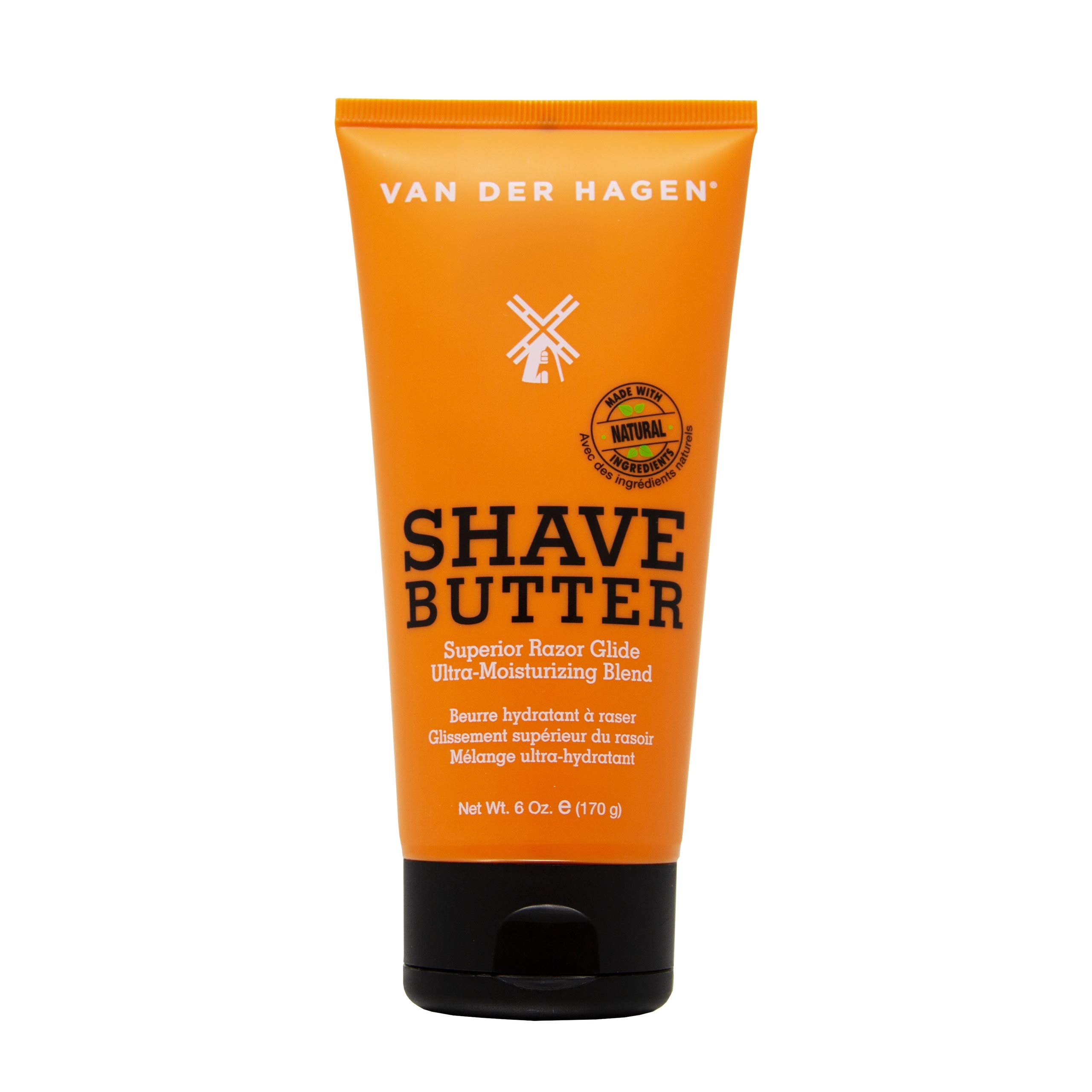 Van Der Hagen shave butter 6oz tub front view for silky shave