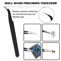 VANALIA precision tweezer with tapered tip grips tiny rhinestones securely.