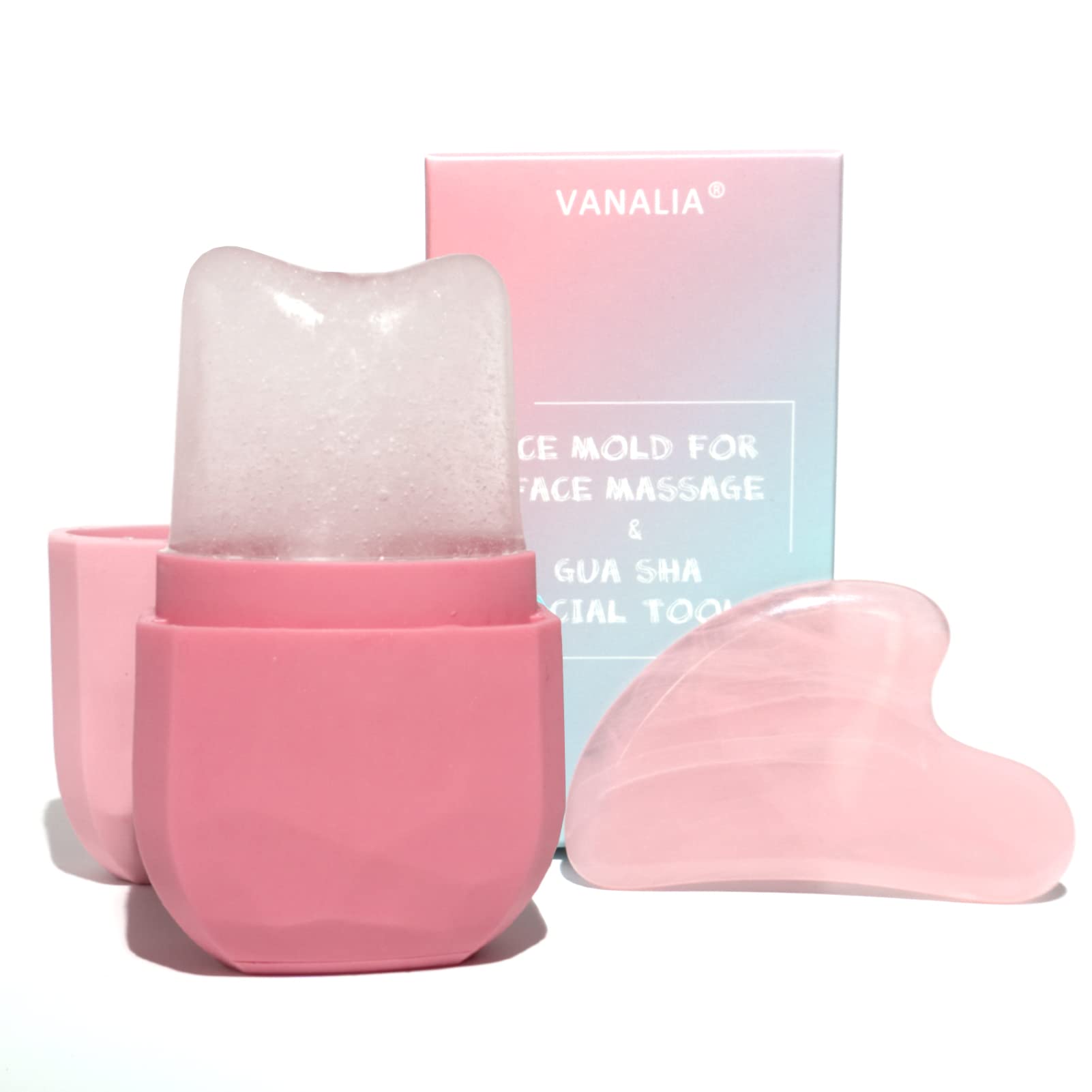 VANALIA rodillo de hielo rosado desinflama suavemente la zona de los ojos.