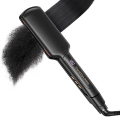 Vanessa Pro titanium flat iron with 2-inch glide for smooth straightness.