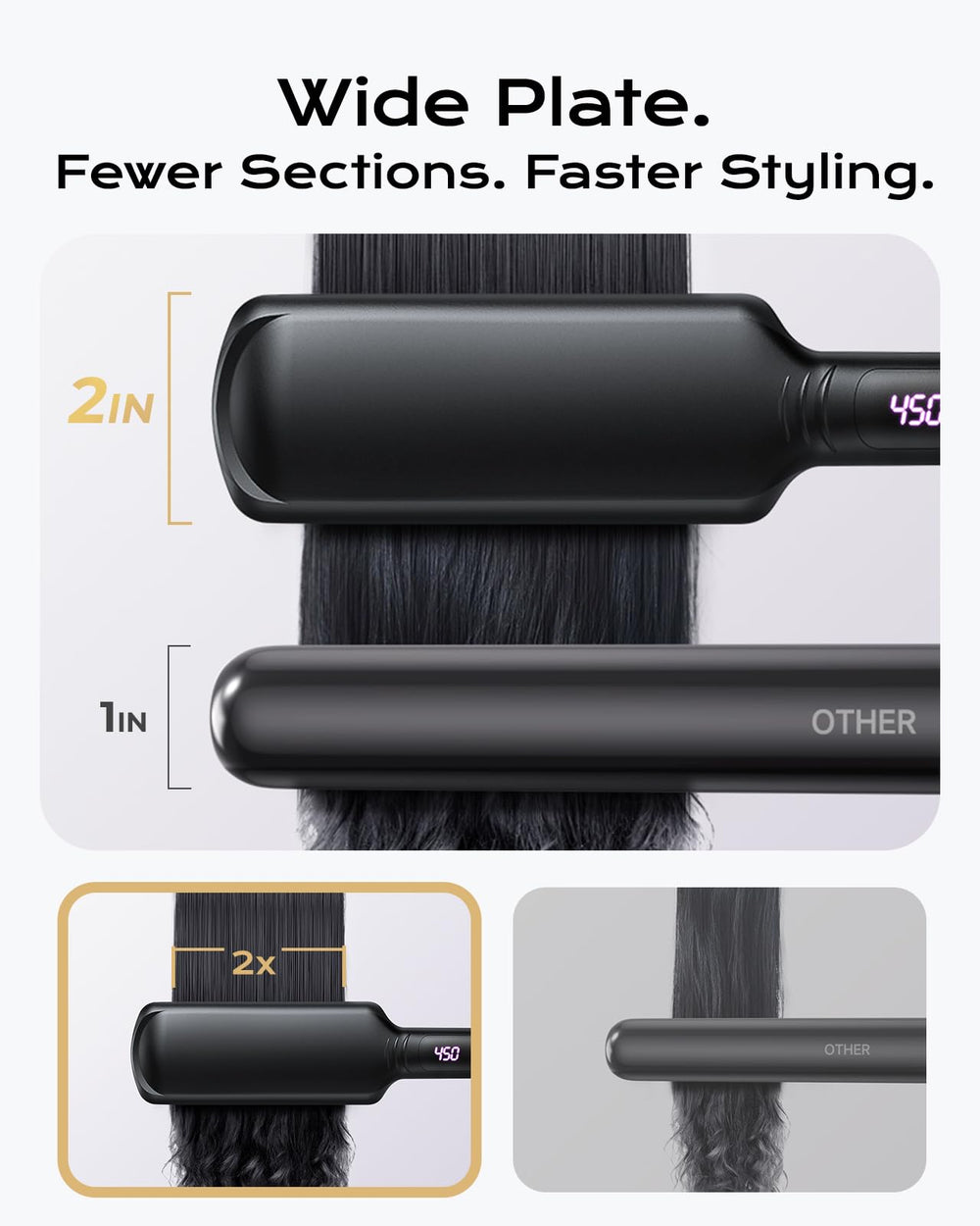 Vanessa Pro titanium plate provides a smoother glide for easy styling.