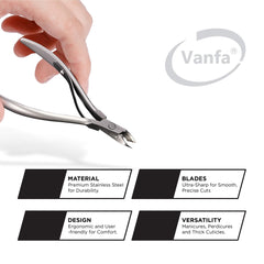 Vanfa cuticle trimmer with single spring for smooth opening.