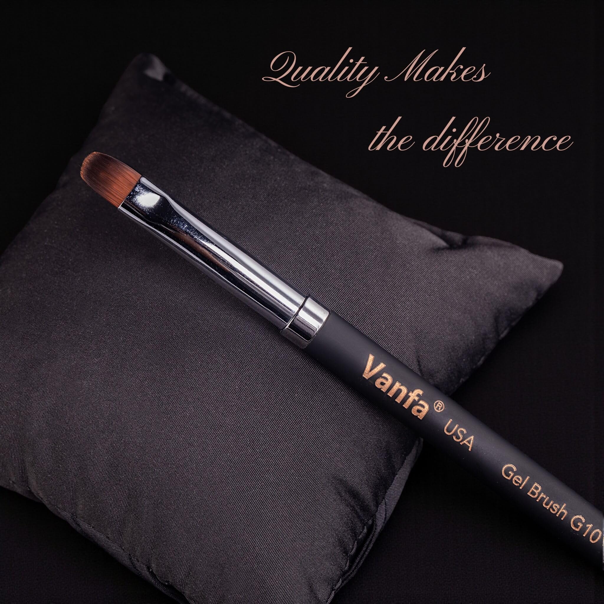 Vanfa gel nail brush compatible with home and professional nail studios.