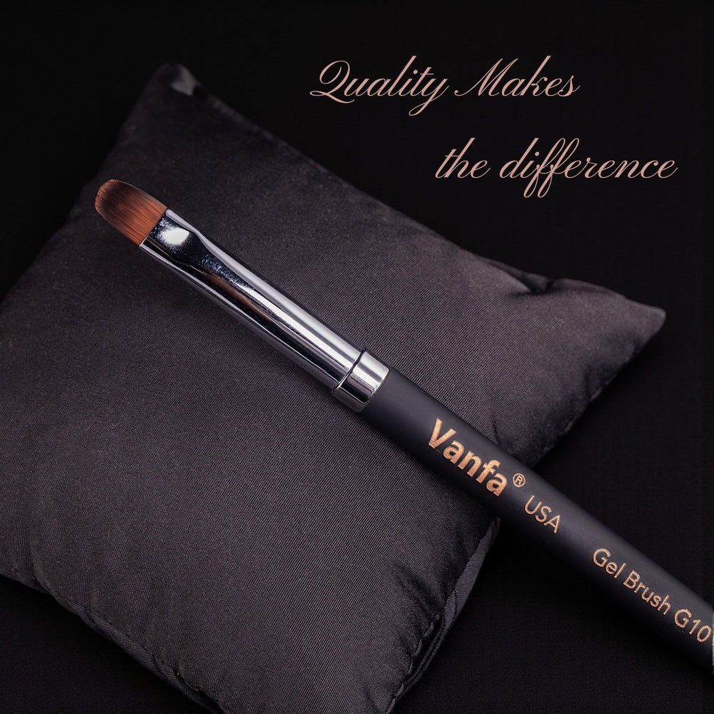 Vanfa gel nail brush compatible with home and professional nail studios.