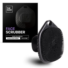 Vanibiss Man silicone face scrubber in hand for gentle cleansing and mild exfoliation.
