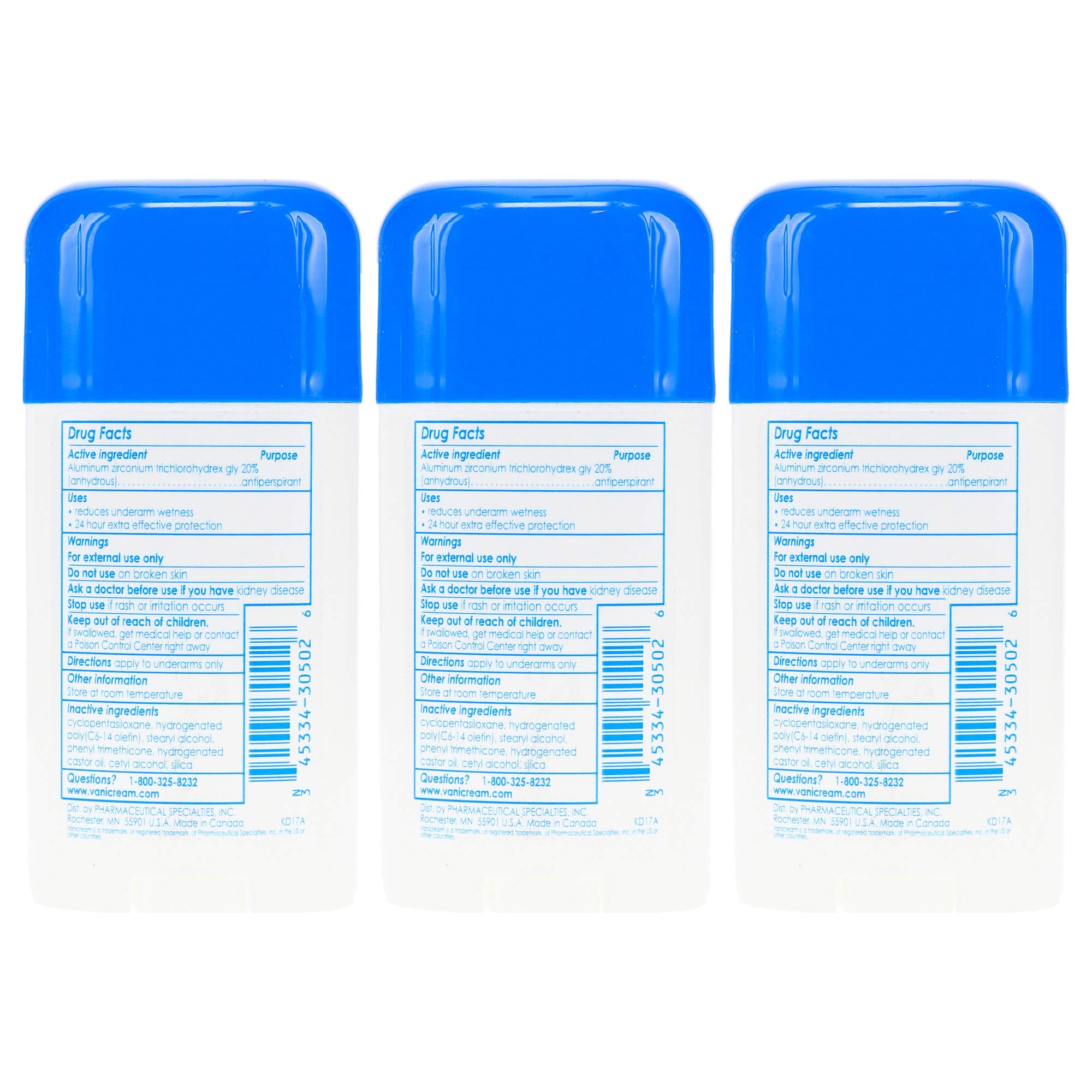 Vanicream dry-formula swipe image shows non-sticky finish after application.