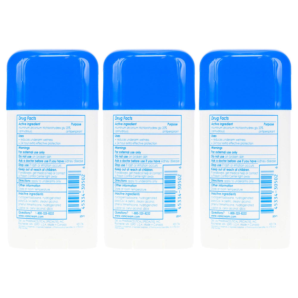 Vanicream dry-formula swipe image shows non-sticky finish after application.