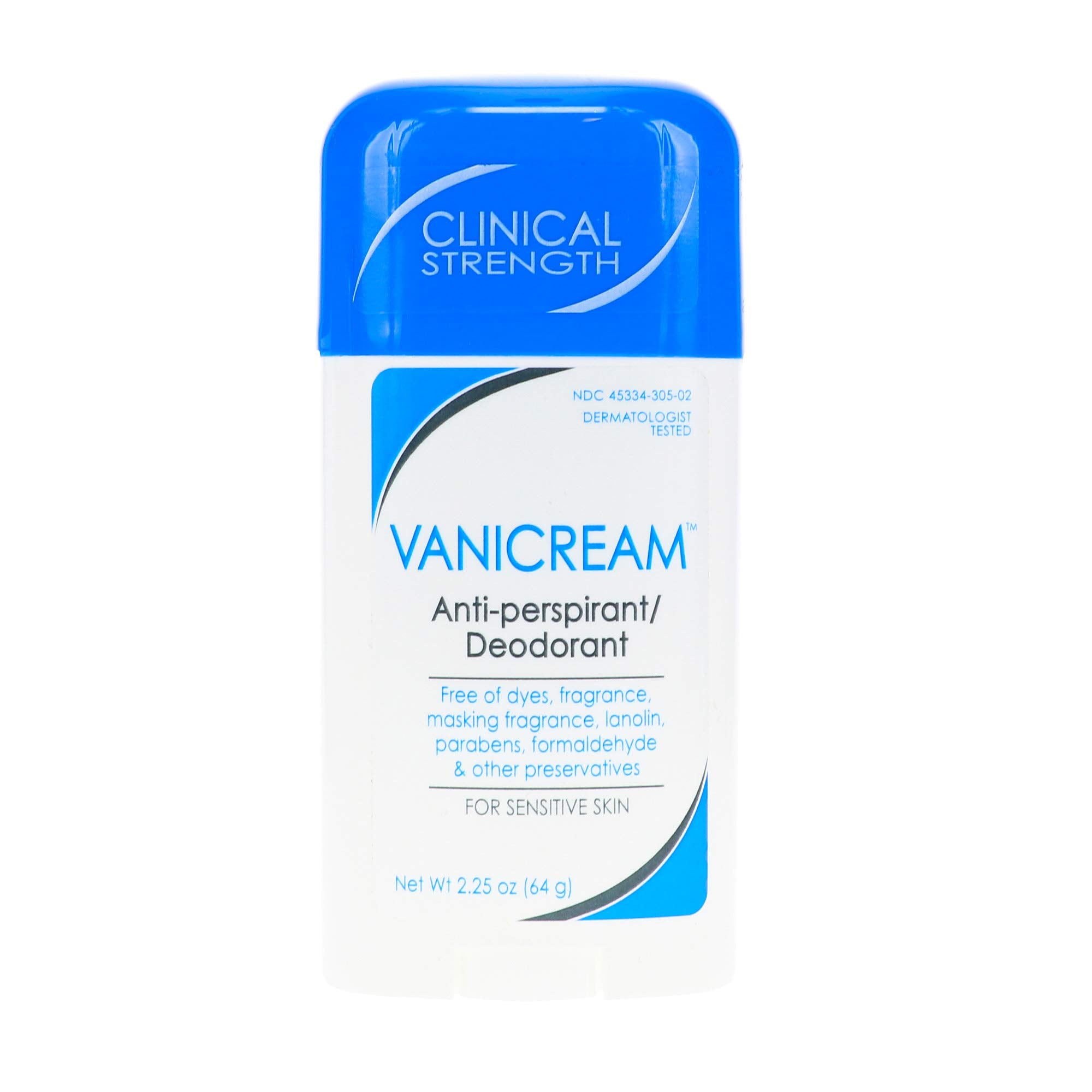Vanicream 2.25 oz stick visual with clinical-strength branding.