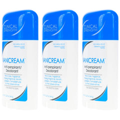 Vanicream anti-perspirant stick application close-up, smooth dry glide for comfortable daily wear.